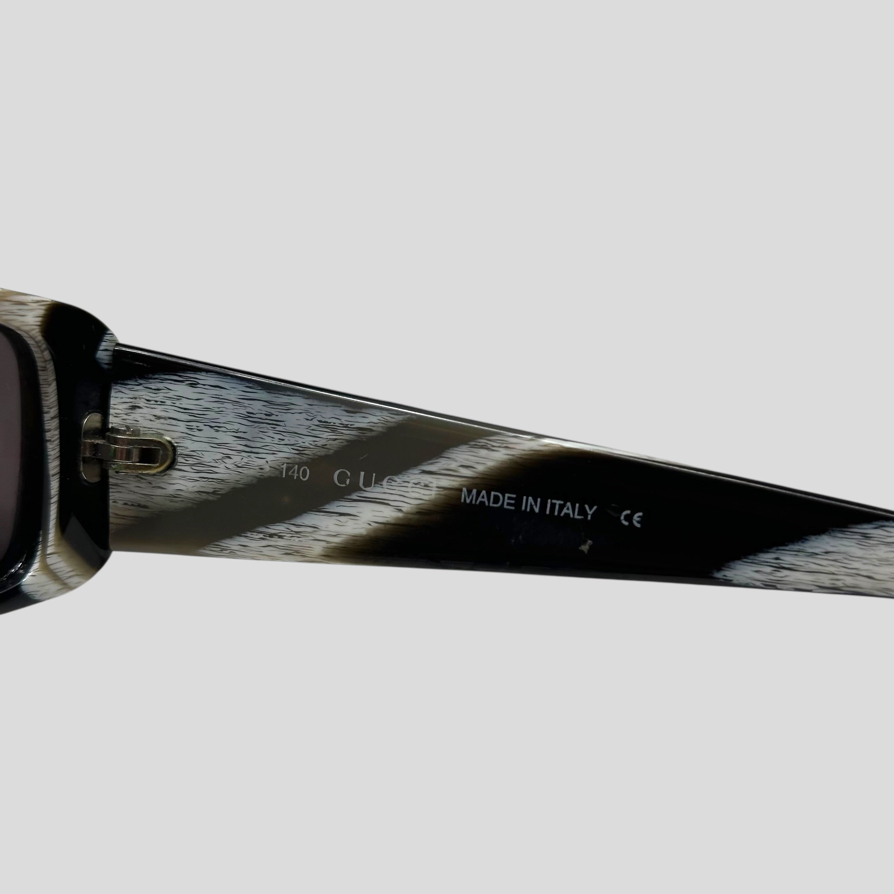 Gucci by Tom Ford 00's Zebra Print GG Logo Square Sunglasses