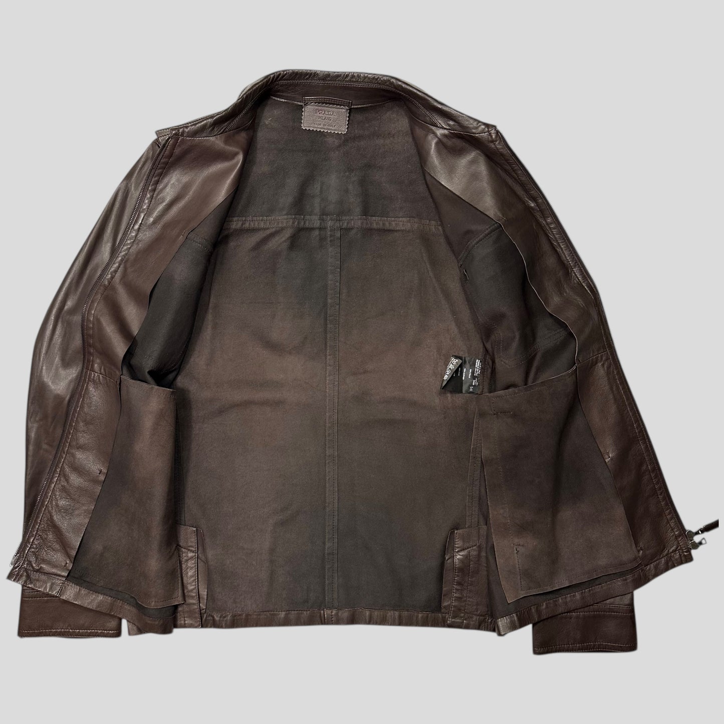 Prada Milano 00’s Nappa Leather Brown Military Field Jacket - IT54 (L)