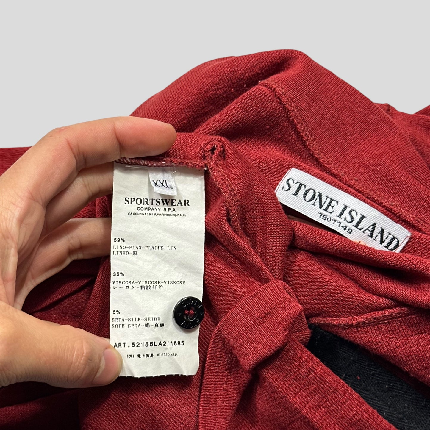 Stone Island 2010 Blood Red Flax & Silk Lightweight Knit - L