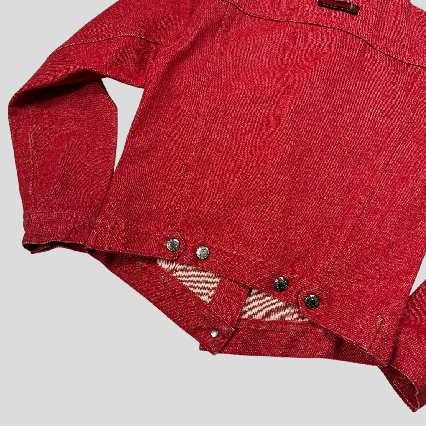 Gucci by Tom Ford 1999 Red Denim Cropped Front Drop Jacket - IT42