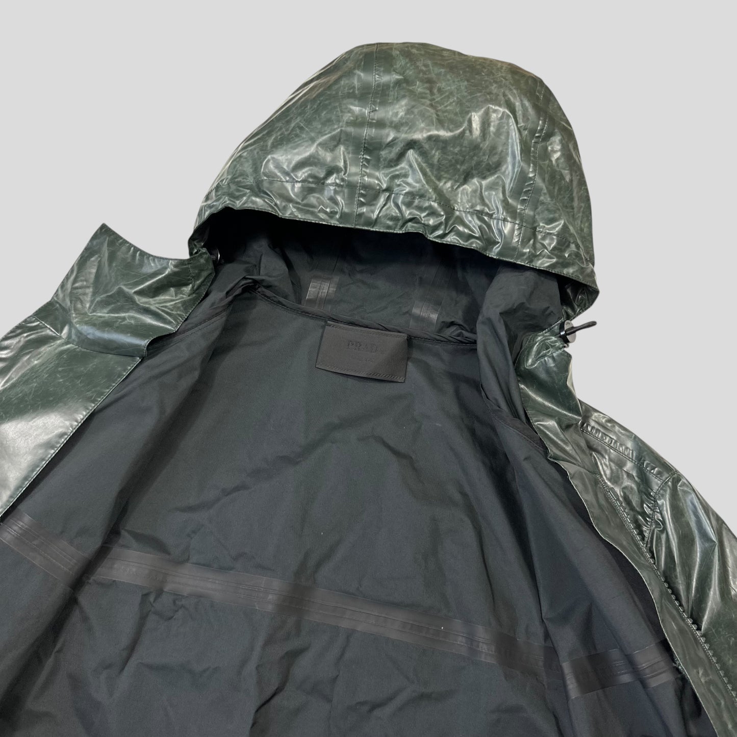 Prada Milano 2015 Taped Seam Toffee Wrapper Technical Jacket - IT50