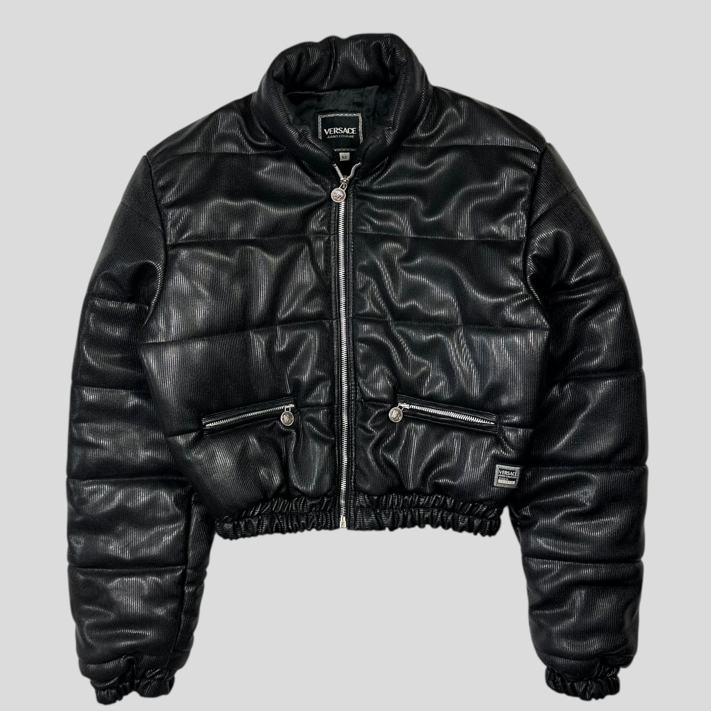 Versace VJC 90’s Liquid Silk Ribbed Cropped Puffer - S/M
