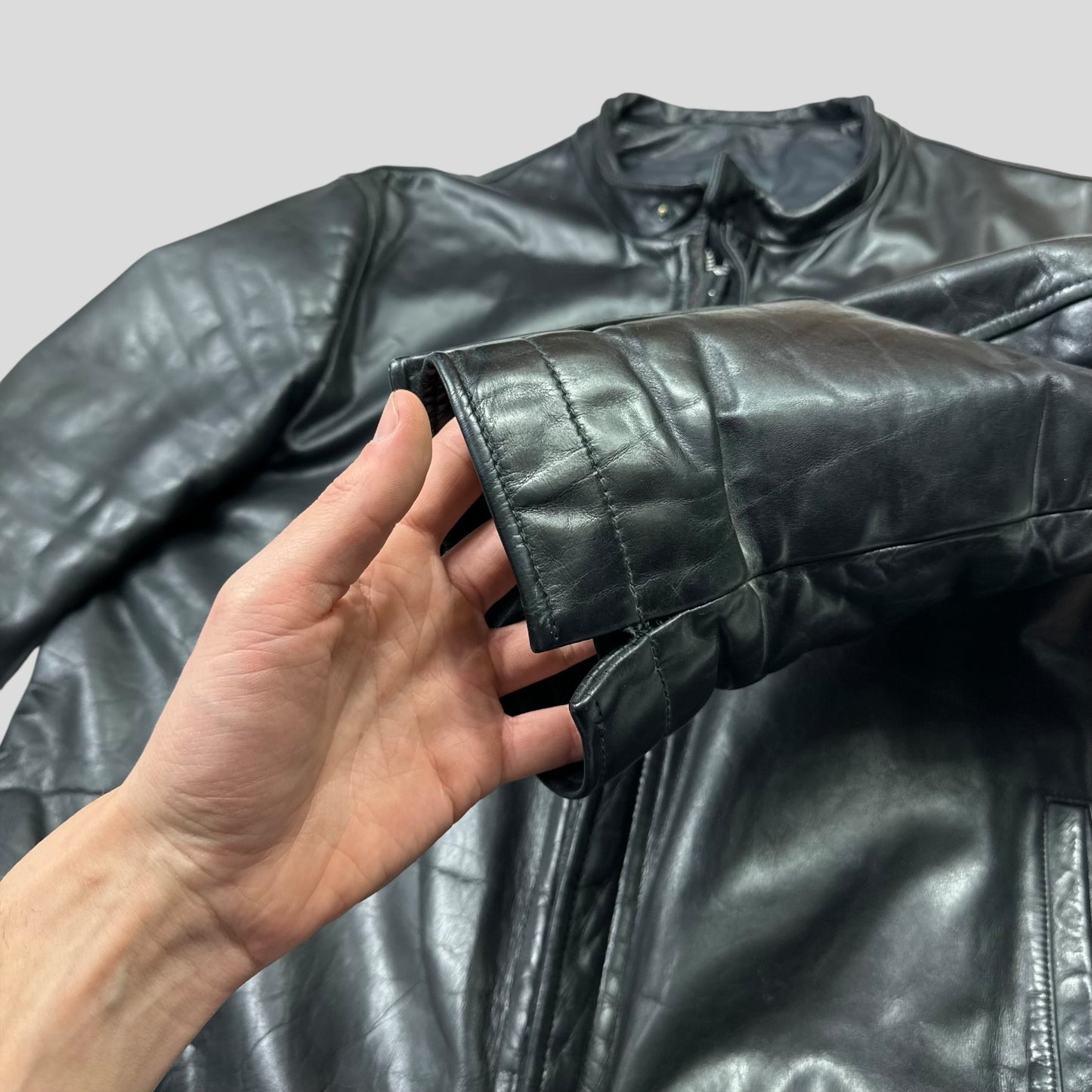 Neil Barrett 00’s Textured Padded Leather Moto Jacket - L
