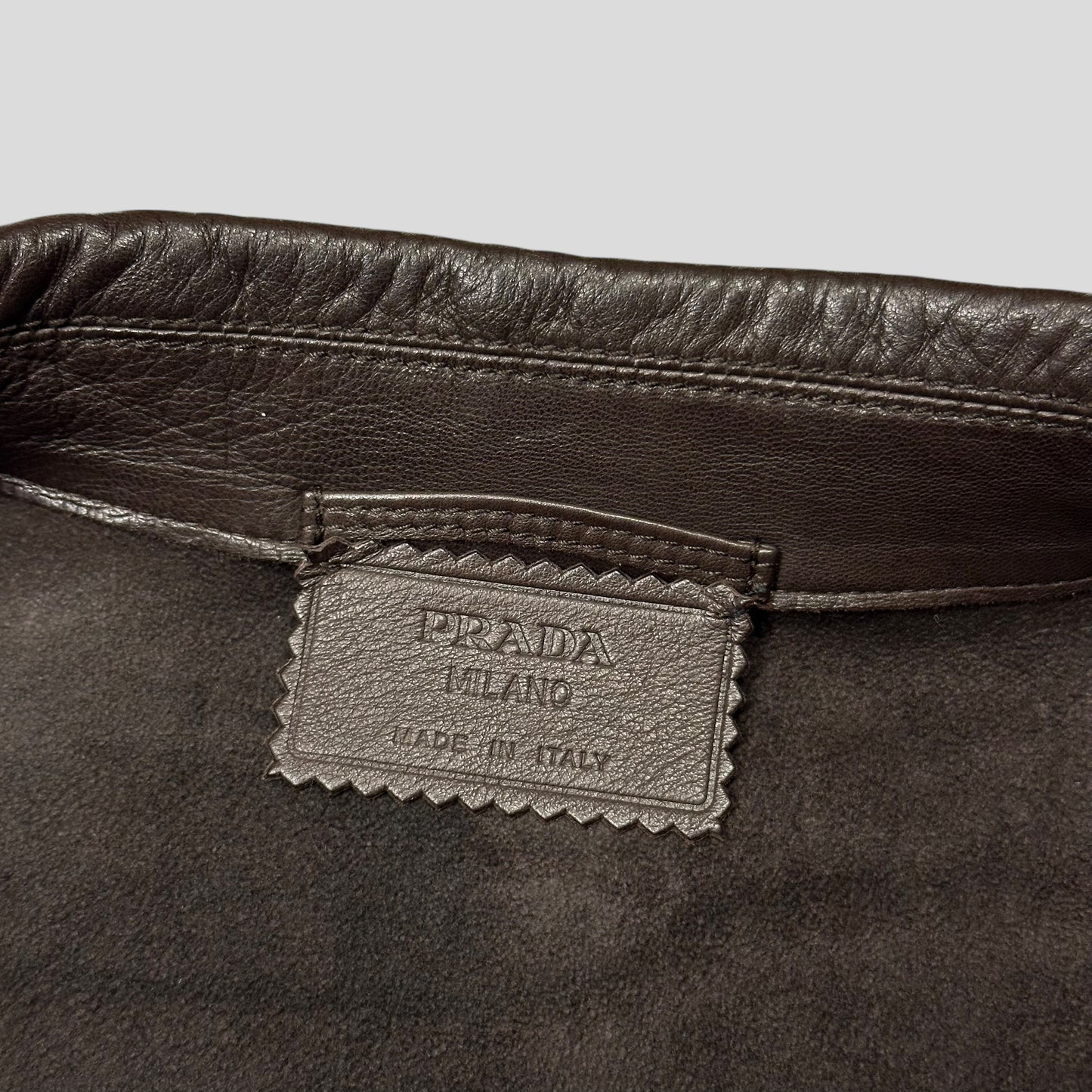 Prada Milano 00’s Nappa Leather Brown Military Field Jacket - IT54 (L)