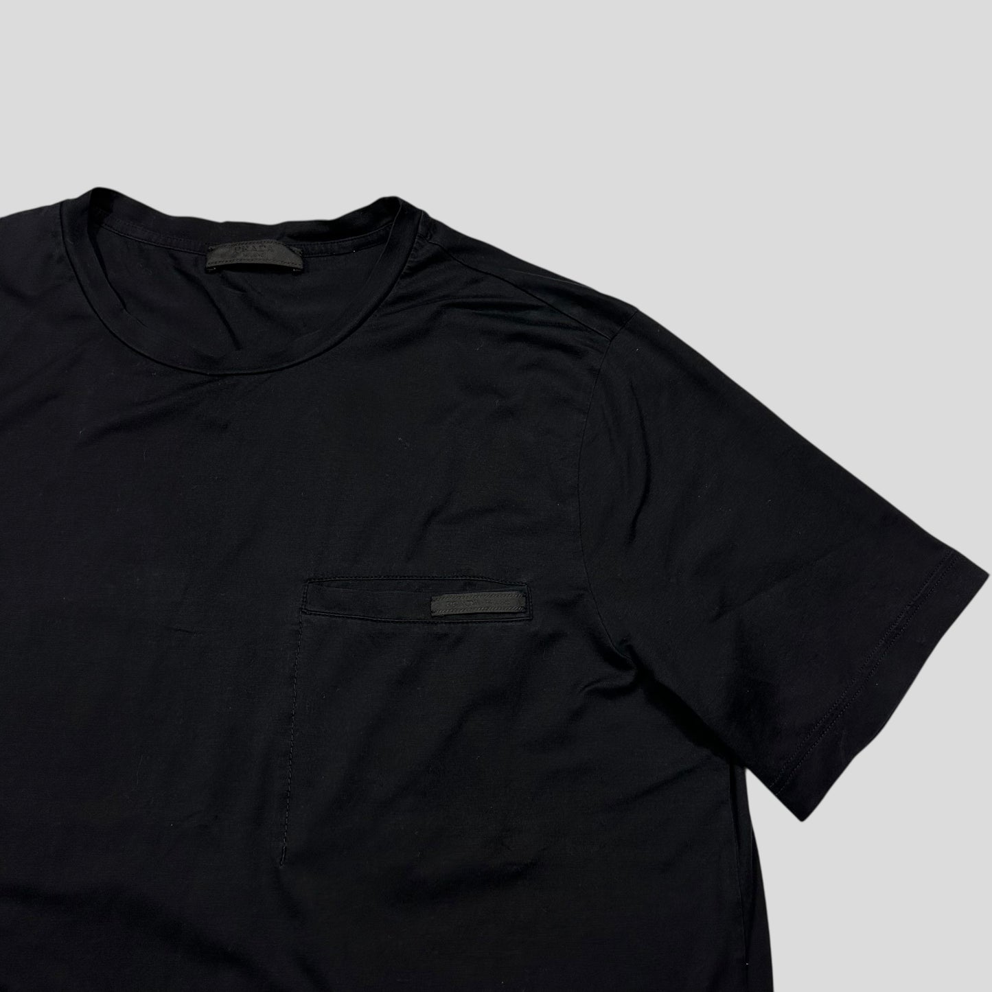 Prada 2017 Black Soft Cotton Pocket Logo T-shirt - XL (L)
