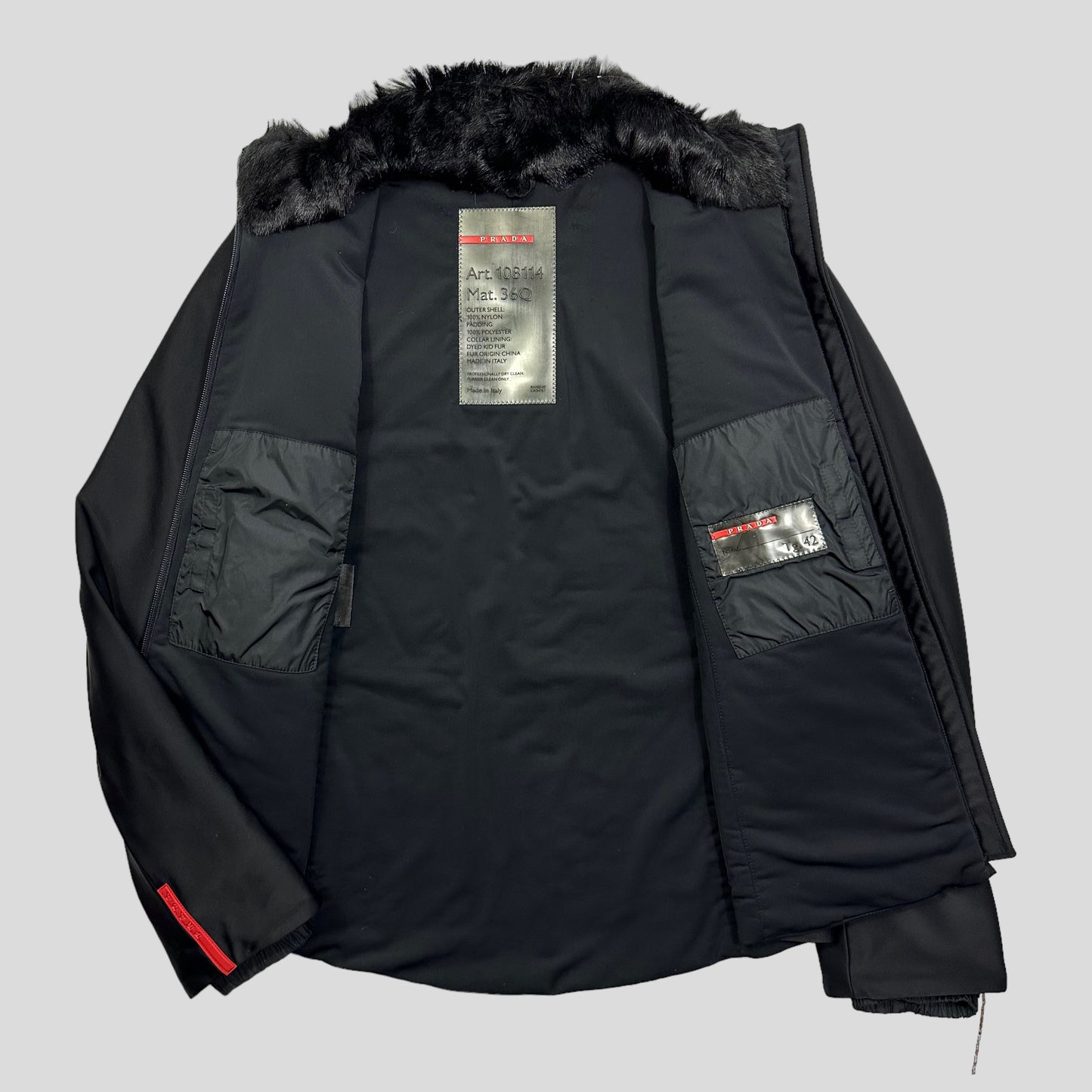 Prada Sport AW00 Goat Fur Collared Ski Jacket - IT42