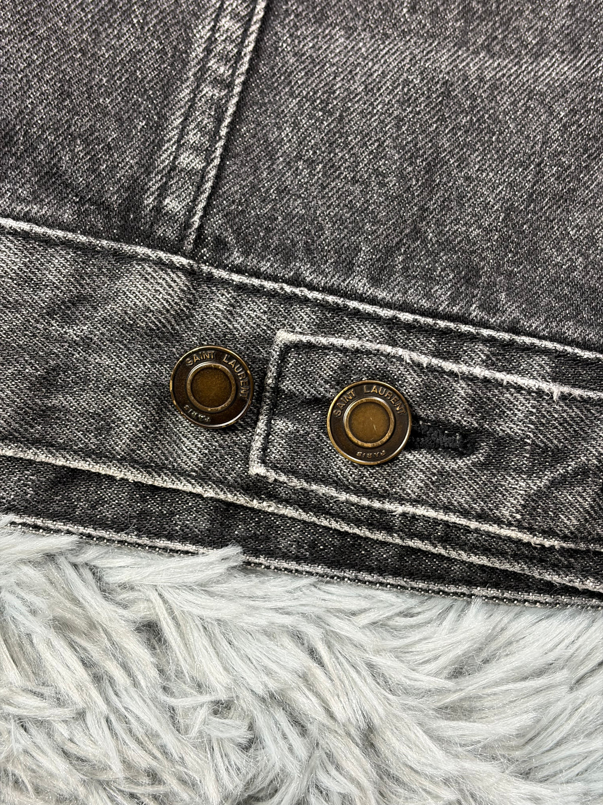 Saint Laurent 2017 Distressed Denim Grey Trucker Jacket - S