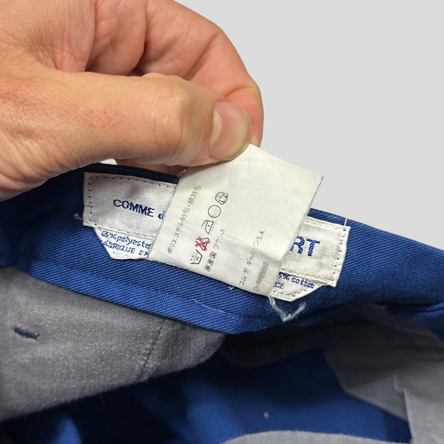 CDG SHIRT 90’s Blue Polycotton Adjustable Trousers - M