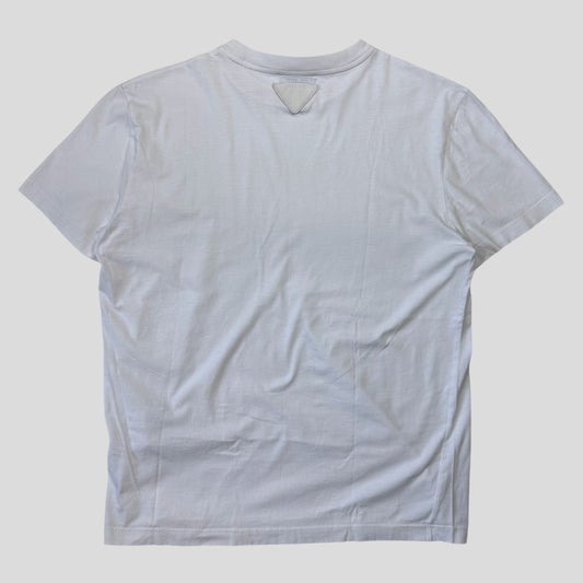 Prada 2019 Double Logo White Triangle T-shirt - M