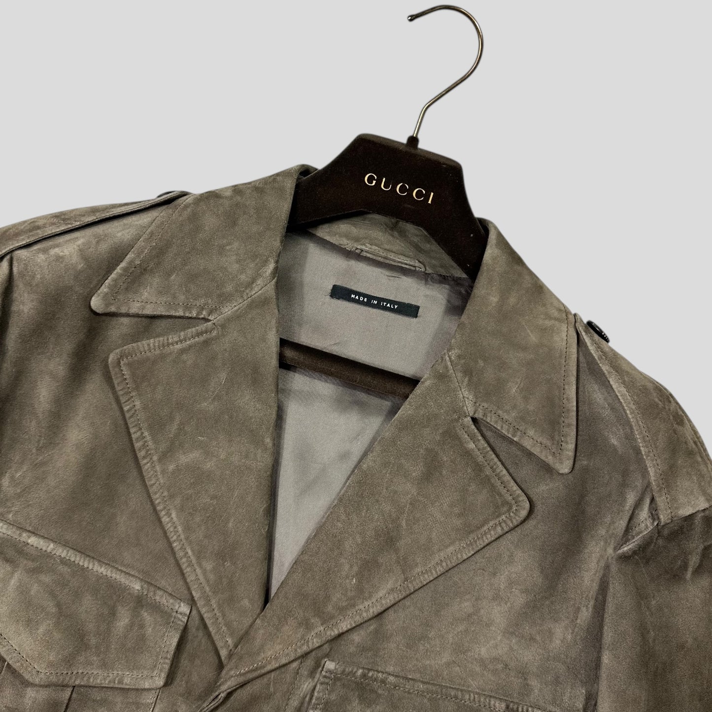 Gucci by Tom Ford FW03 Suede Leather Western Military Jacket - IT54 (L)