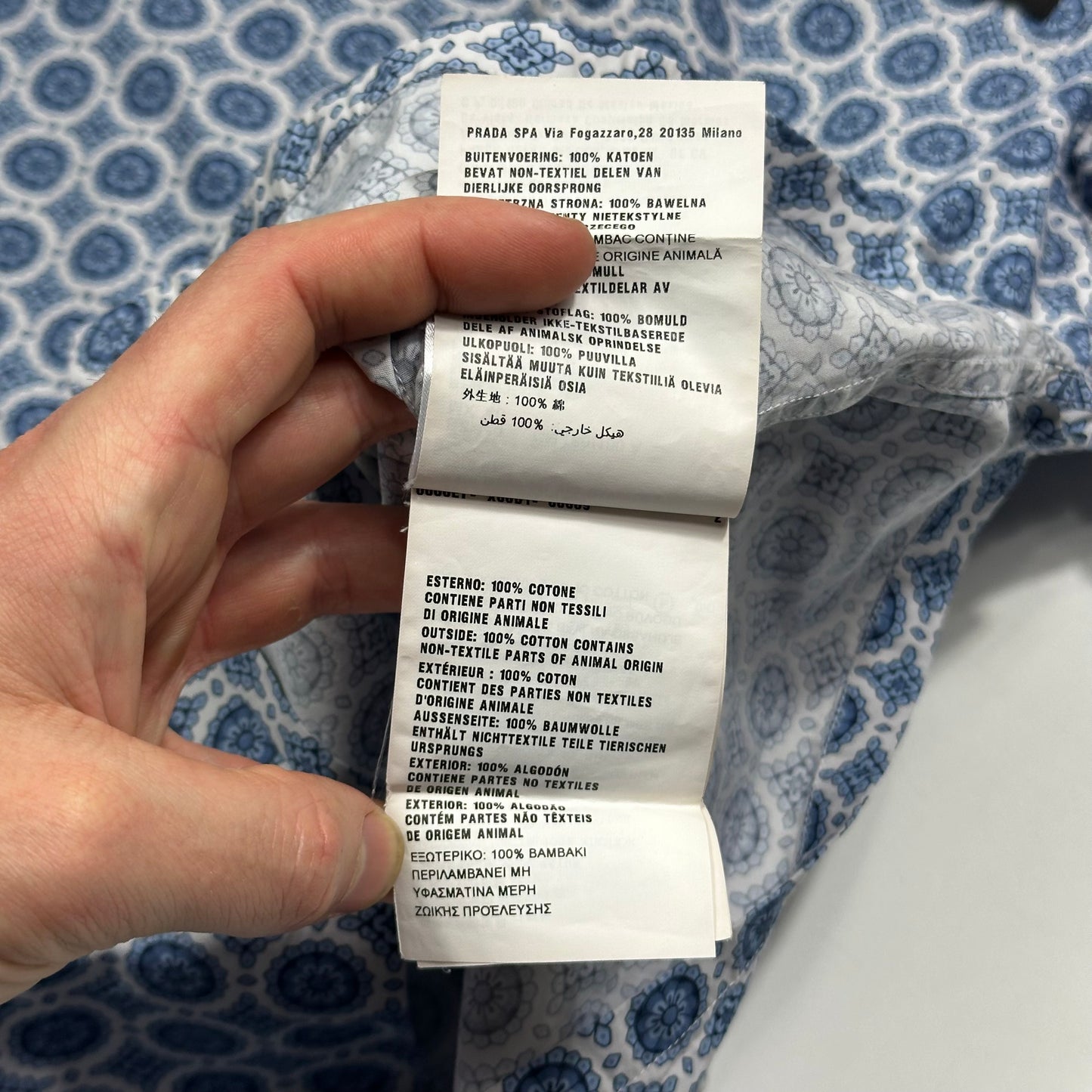 Prada 2020 Persian Geometric Print Boxy Cotton Logo Shirt - M/L