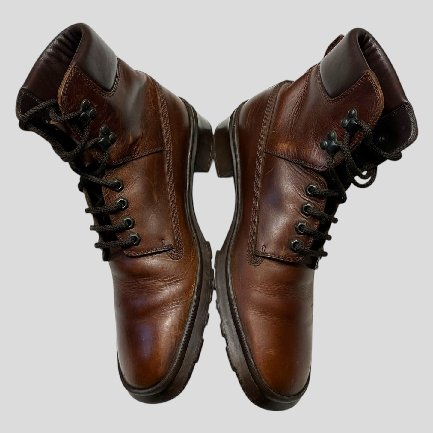 Miu Miu 00’s Padded Leather Embossed Logo Combat Boots - UK8