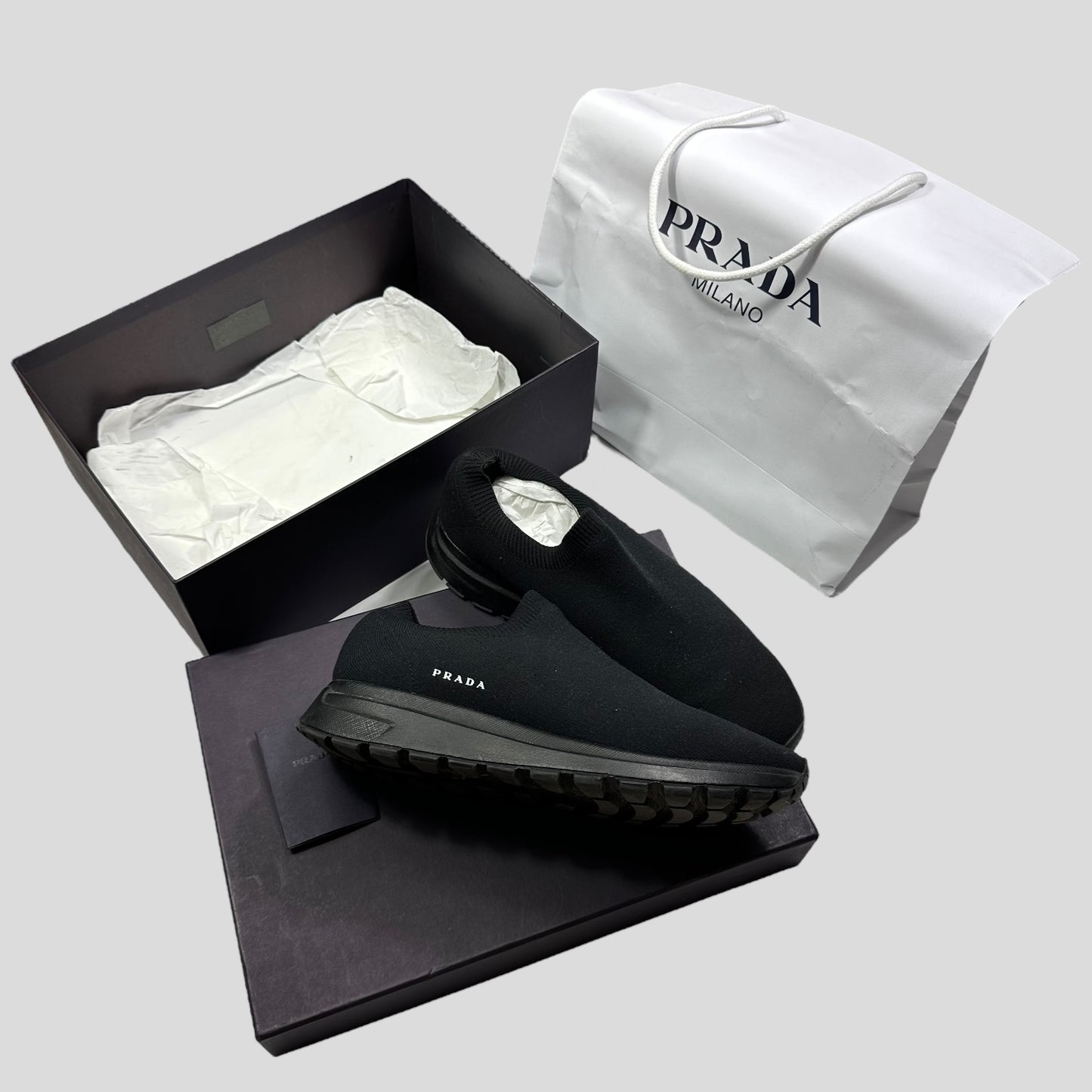 Prada 2019 Knit Fabric Sock Trainer - UK8