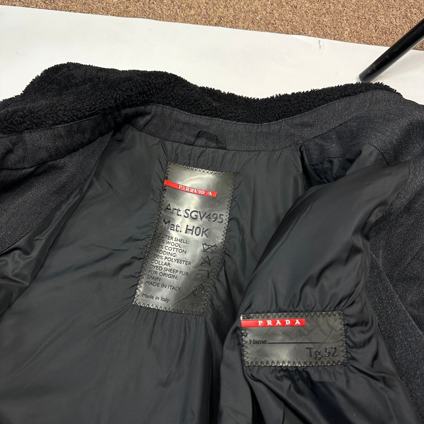 Prada Sport 00’s Technical Wool Sherpa Collar Overcoat - L