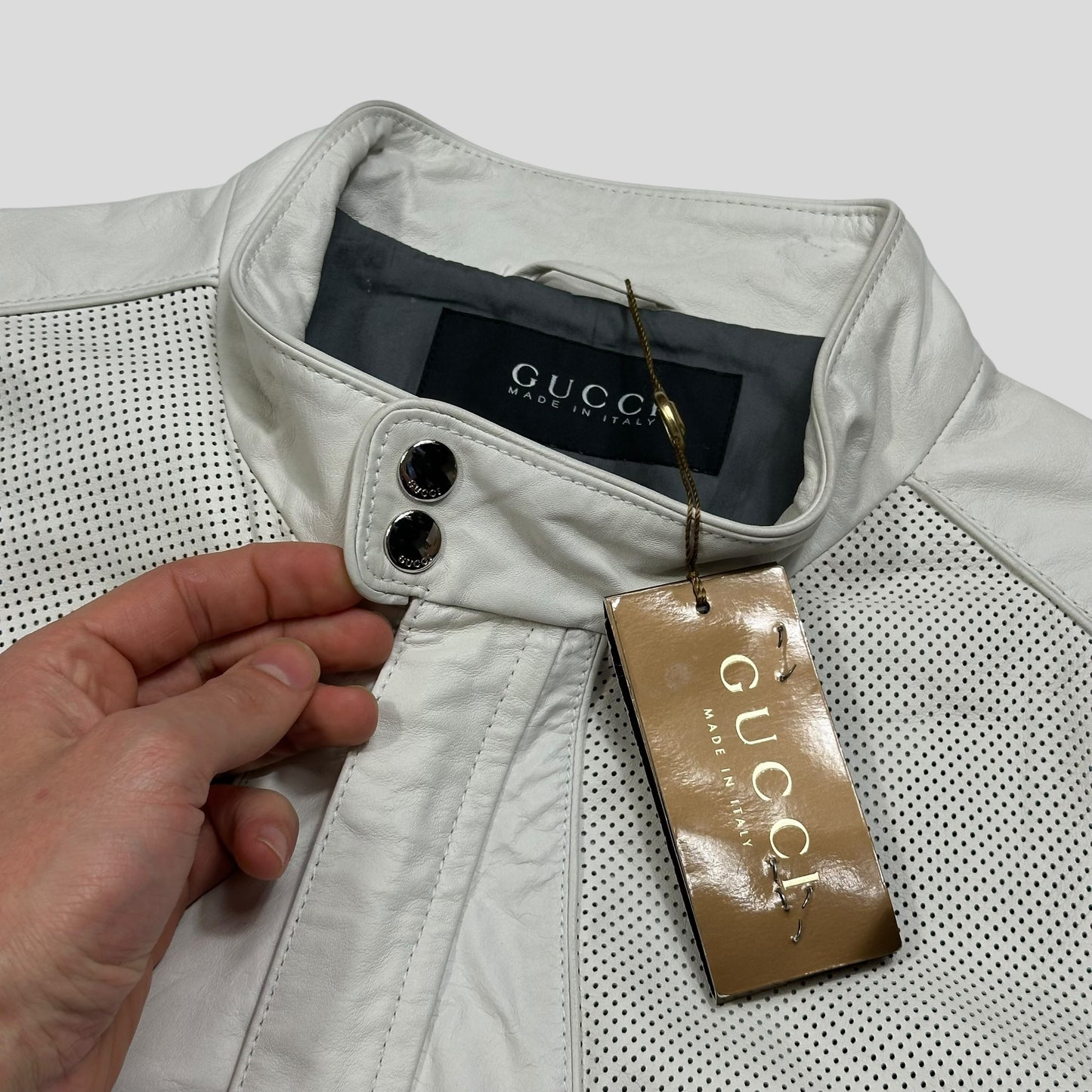 Gucci 2010 Nappa Leather Café Racer Perforated Panelled Biker Jacket - IT52 (M)