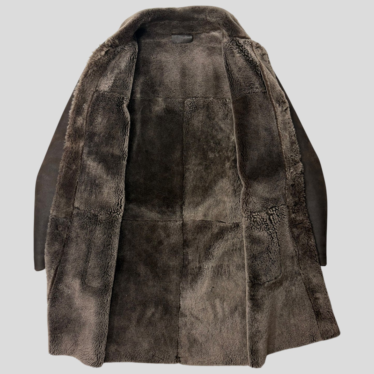 Prada Milano AW03 Shearling Sheepskin Leather Full Length Coat - M