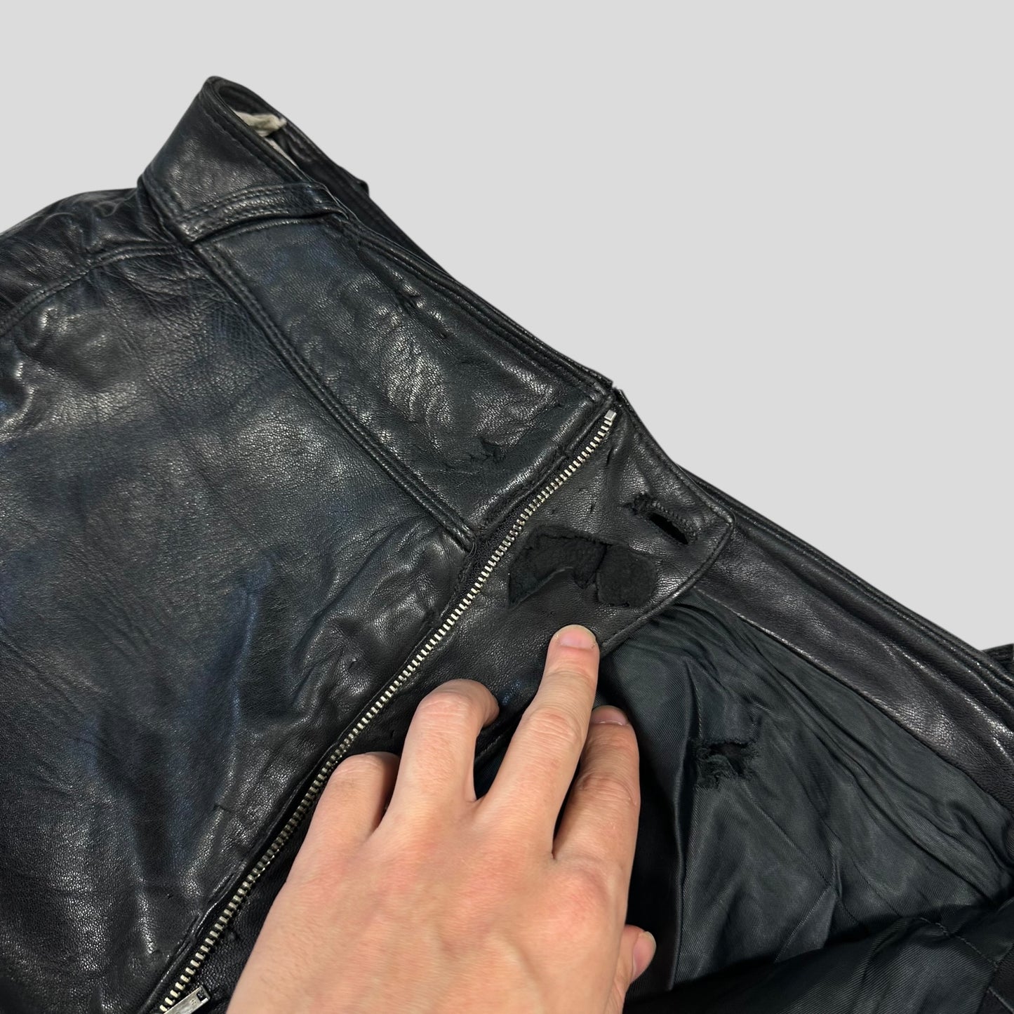 Gianni Versace 1980’s Leather Moto Biker Trousers - IT48 (32)