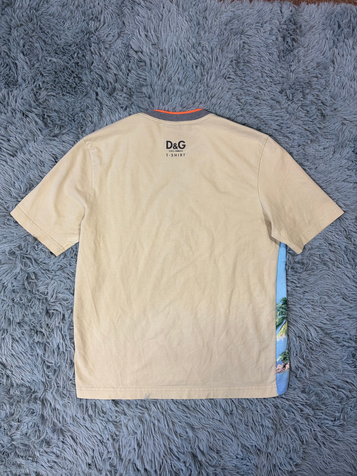 D&G 00’s Palm Tree Beach Graphic Ringer T-shirt - S
