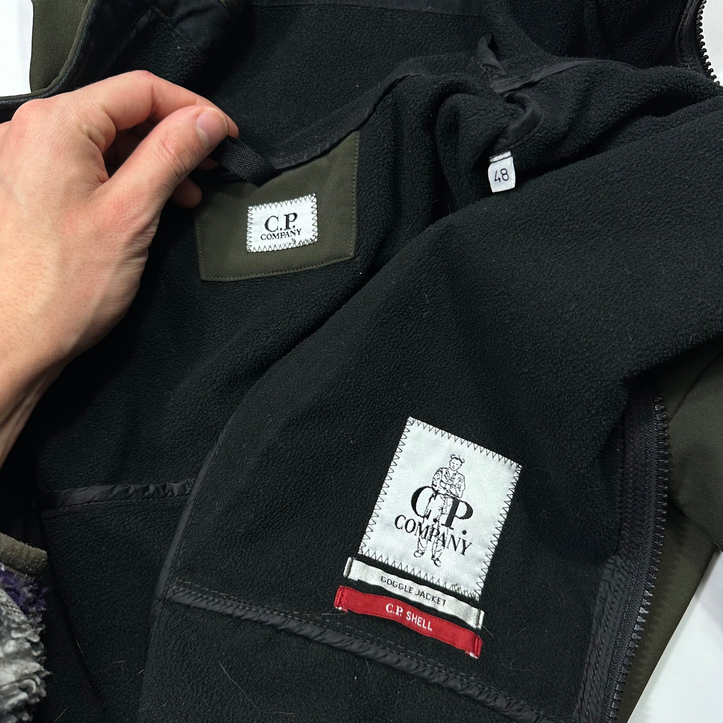 CP Company Khaki Soft Shell Goggle Jacket - S/M