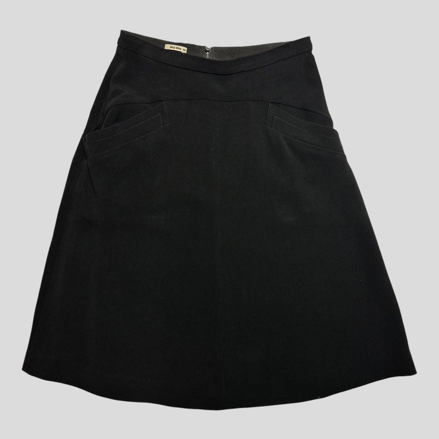 Miu Miu 2014 Black Acetate Pocket Skirt - IT38