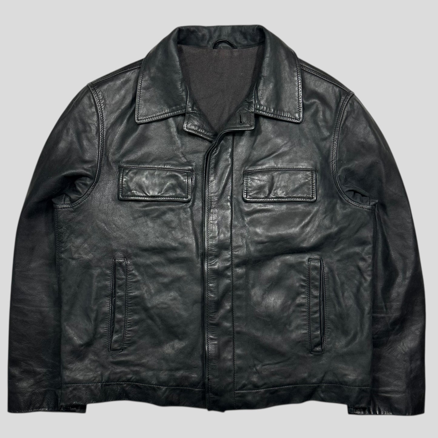 Iceberg 90’s Wool Lined Leather Harrington Work Jacket - L