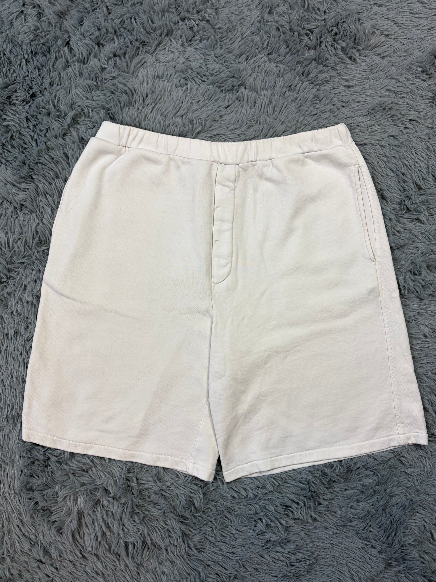 Prada Sport 2010 Red Tab Baggy White Cotton Jogger Shorts - L