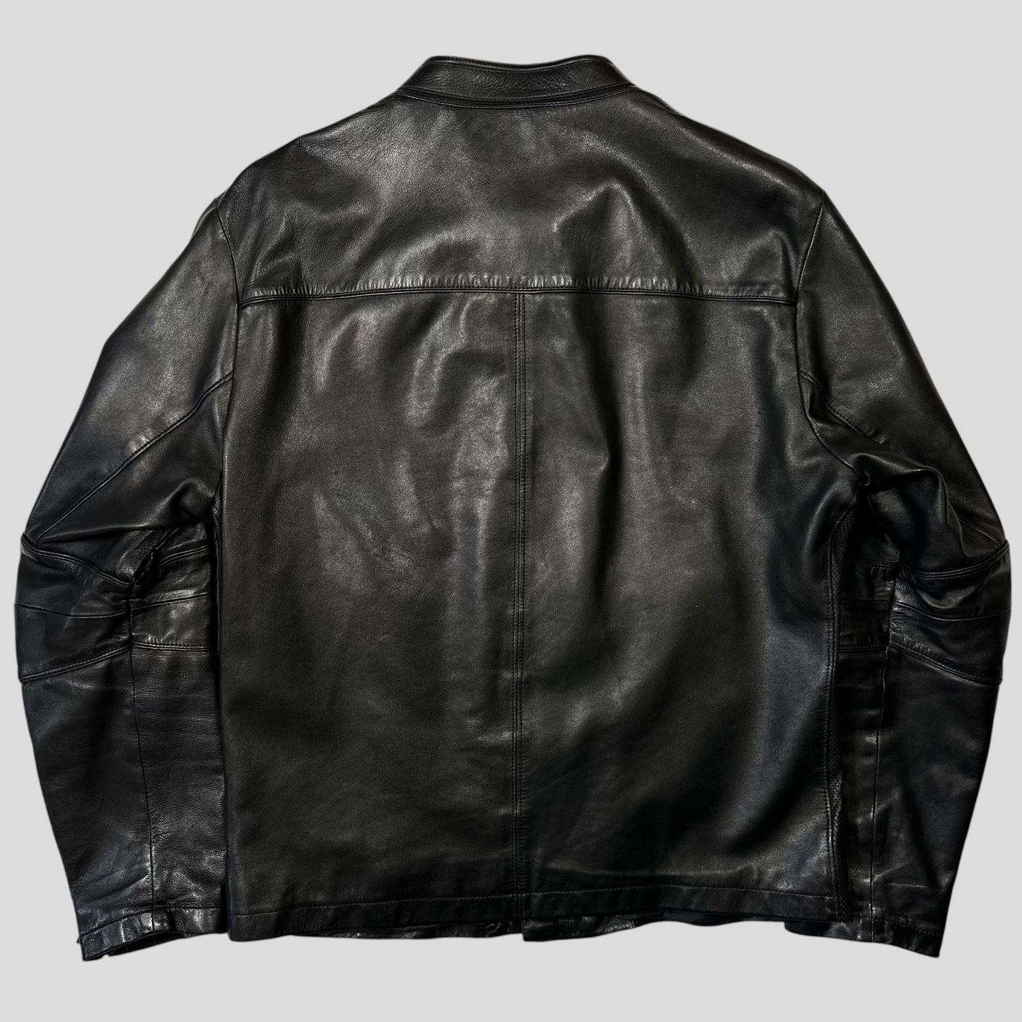 Prada Sport 2006 Leather Perforated Café Racer Logo Jacket - M