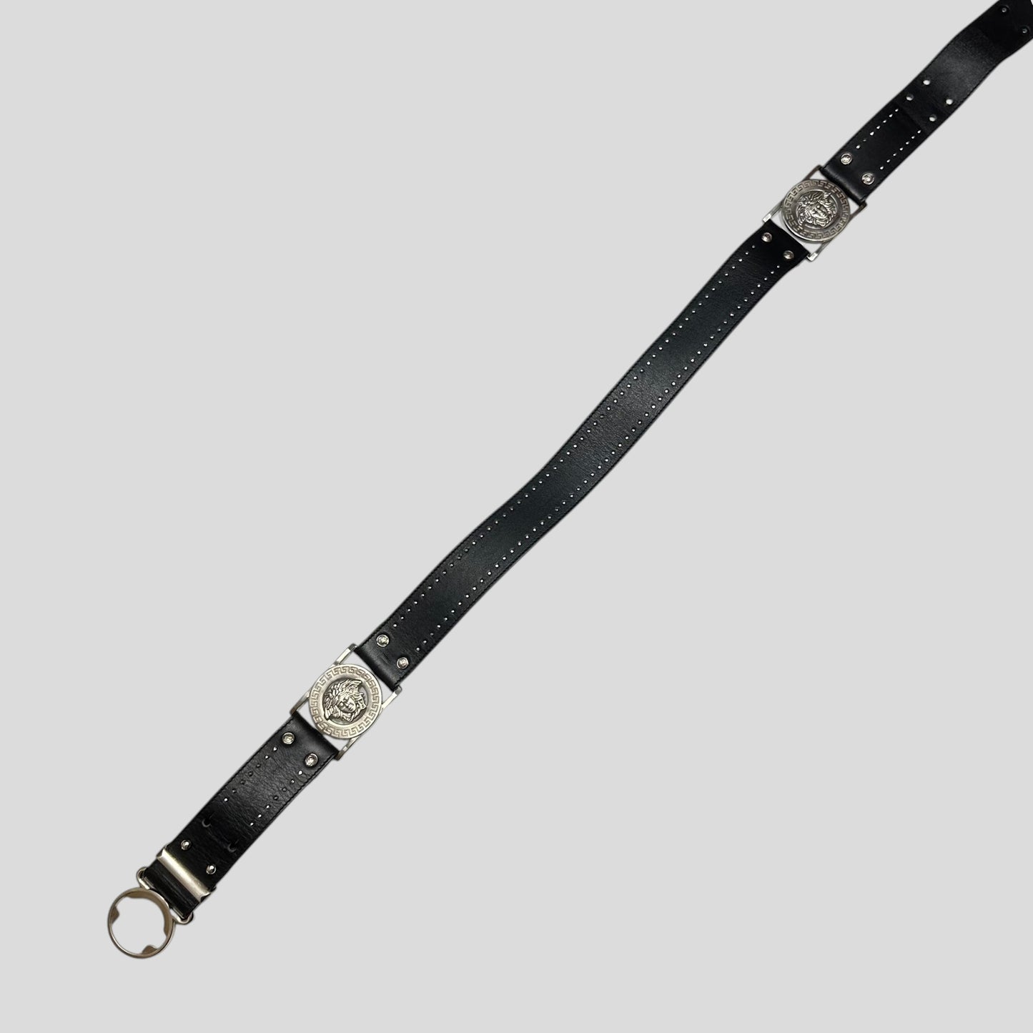 Gianni Versace 1996 Studded Metal Medusa Leather Belt