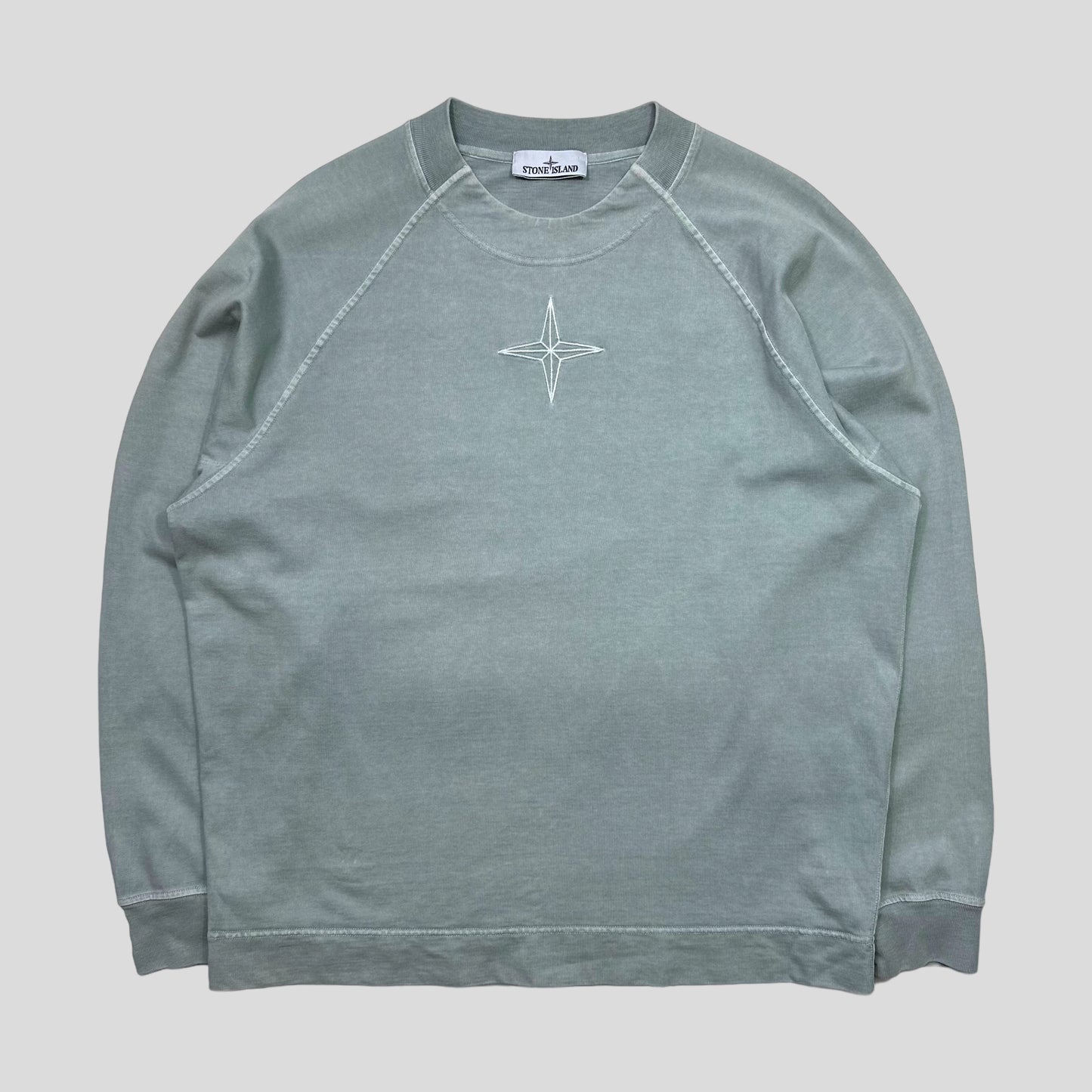 Stone Island 2023 Sky Blue Embroidered Logo Crewneck - L/XL