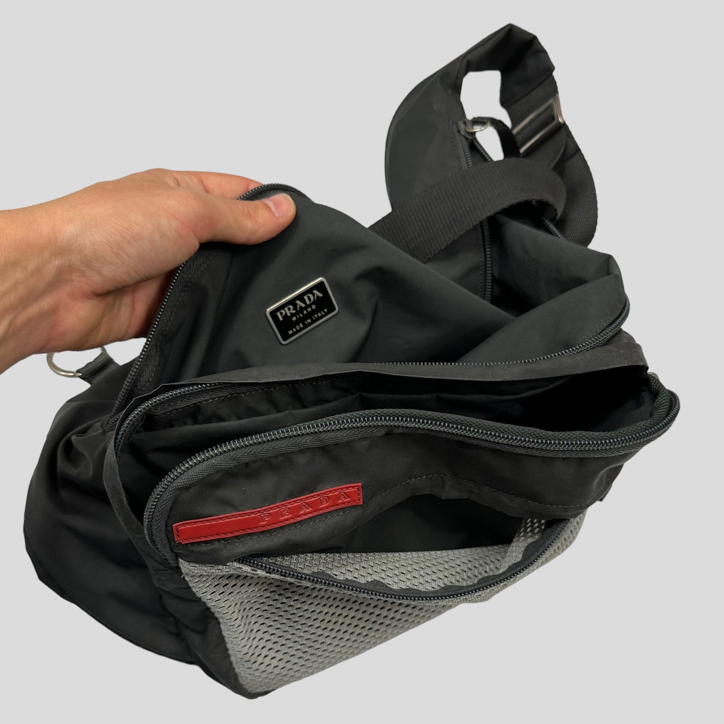 Prada Sport SS00 Mesh Multipocket Slingbag