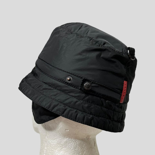Prada Sport 00’s Nylon Fleece Dog Ear Bucket Hat - M/L