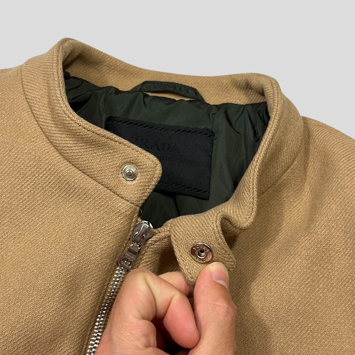 Prada Milano 1999 Wool Padded Leather Detailed Biker Jacket - L