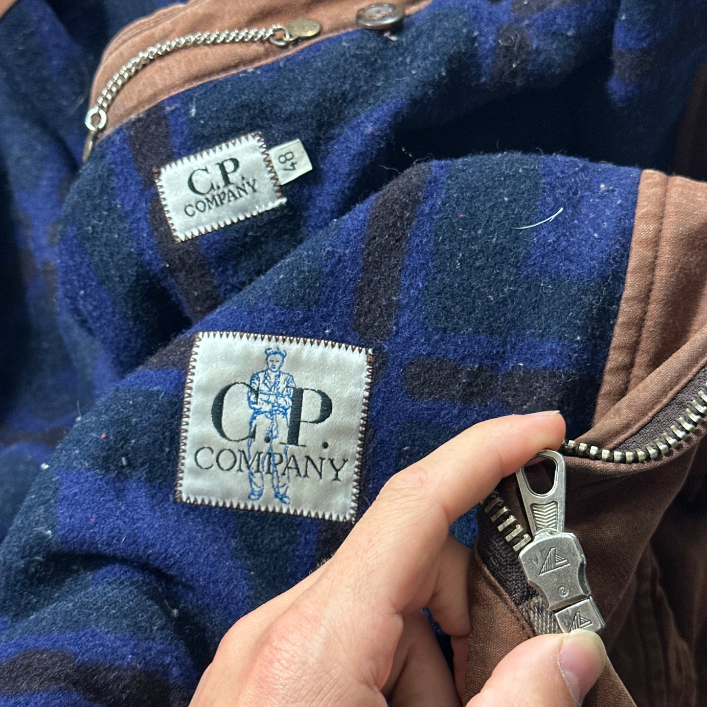 CP Company 1994 Waxed Heavy Cotton Flannel Lined Work Jacket - IT48 (L/XL)