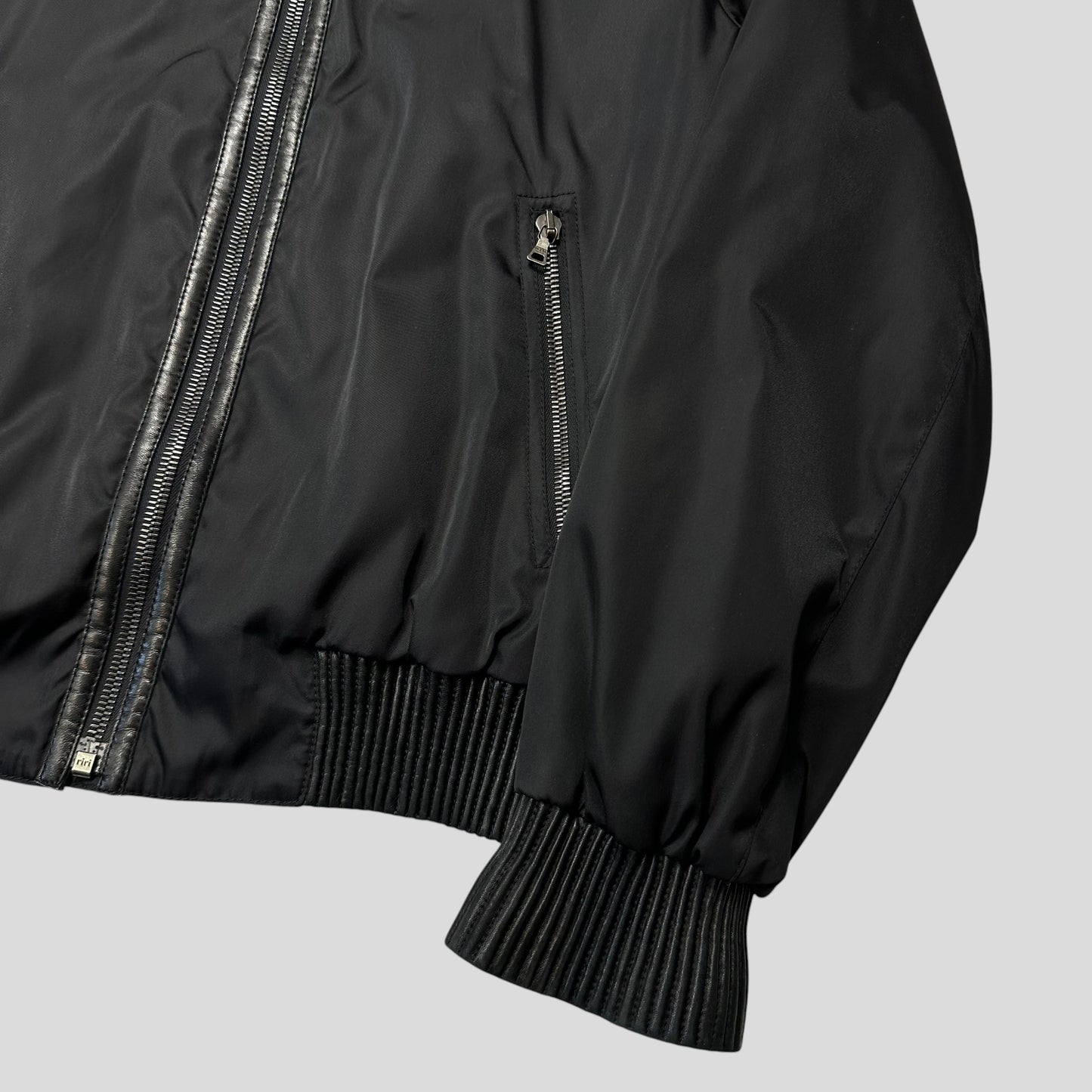 Prada Milano 2007 Gabardine Nylon + Leather Bomber Jacket - IT52 (L)