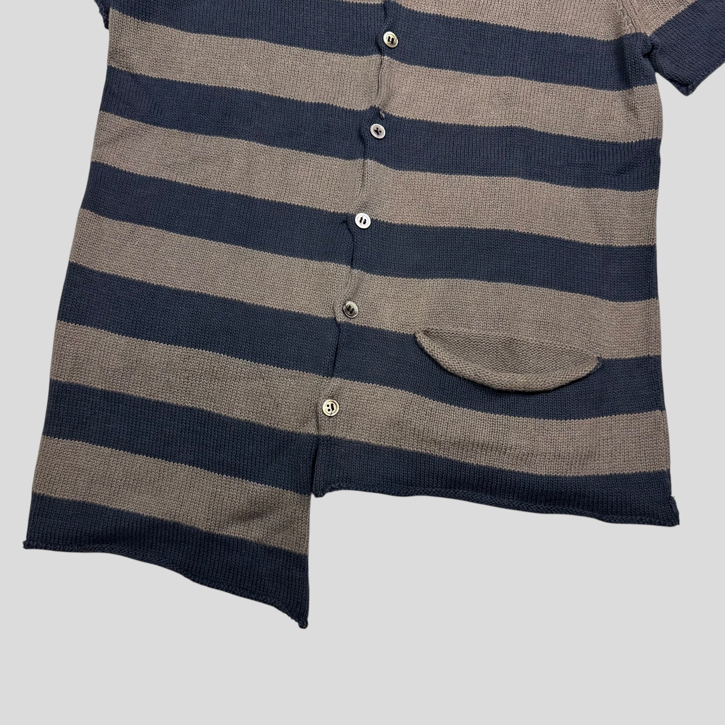 Yohji Yamamoto Y’s 00’s Asymmetrical Knitted Striped Pocket Top - S