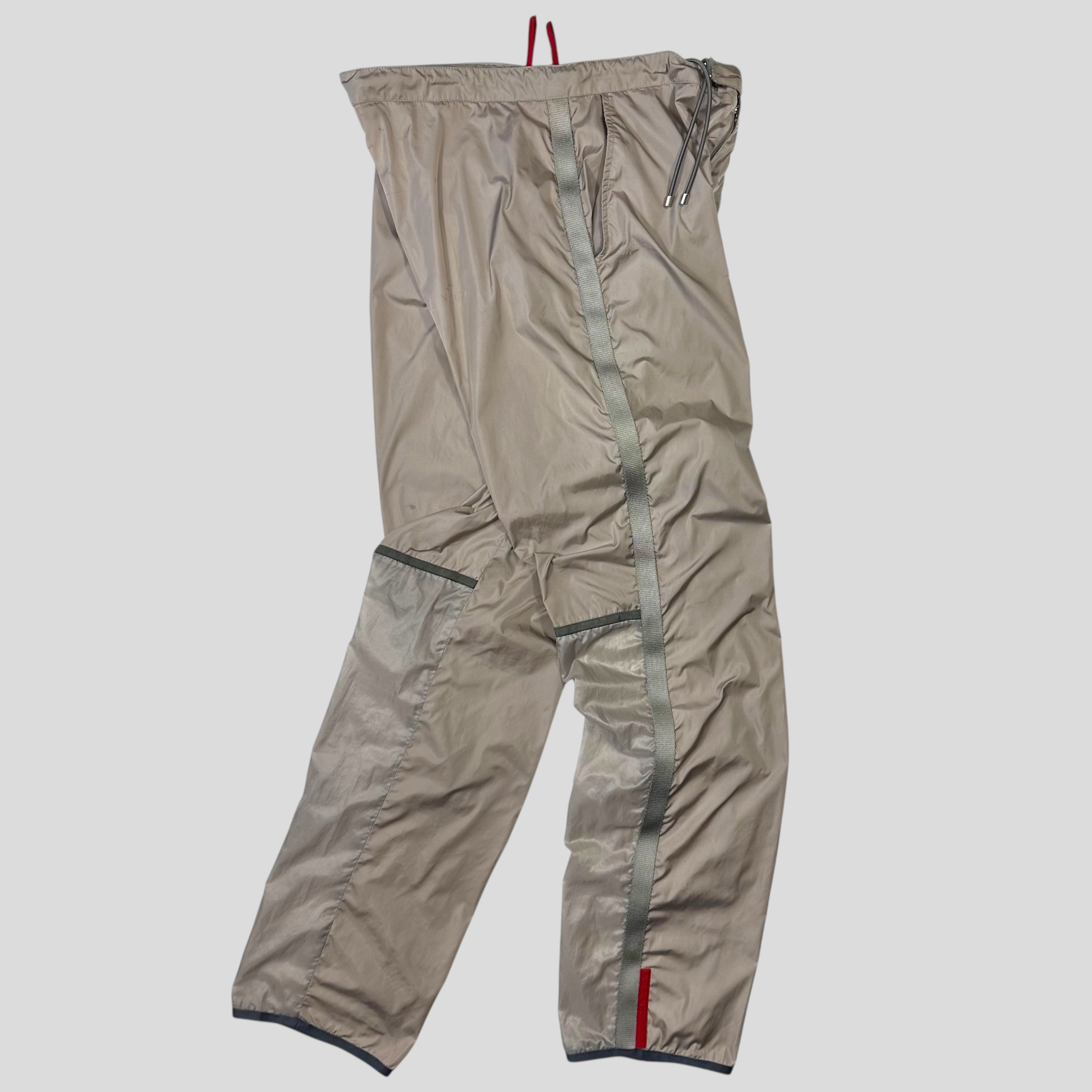 SS99' Prada Sport Jet Black Padded Nylon Track Pant 2000s