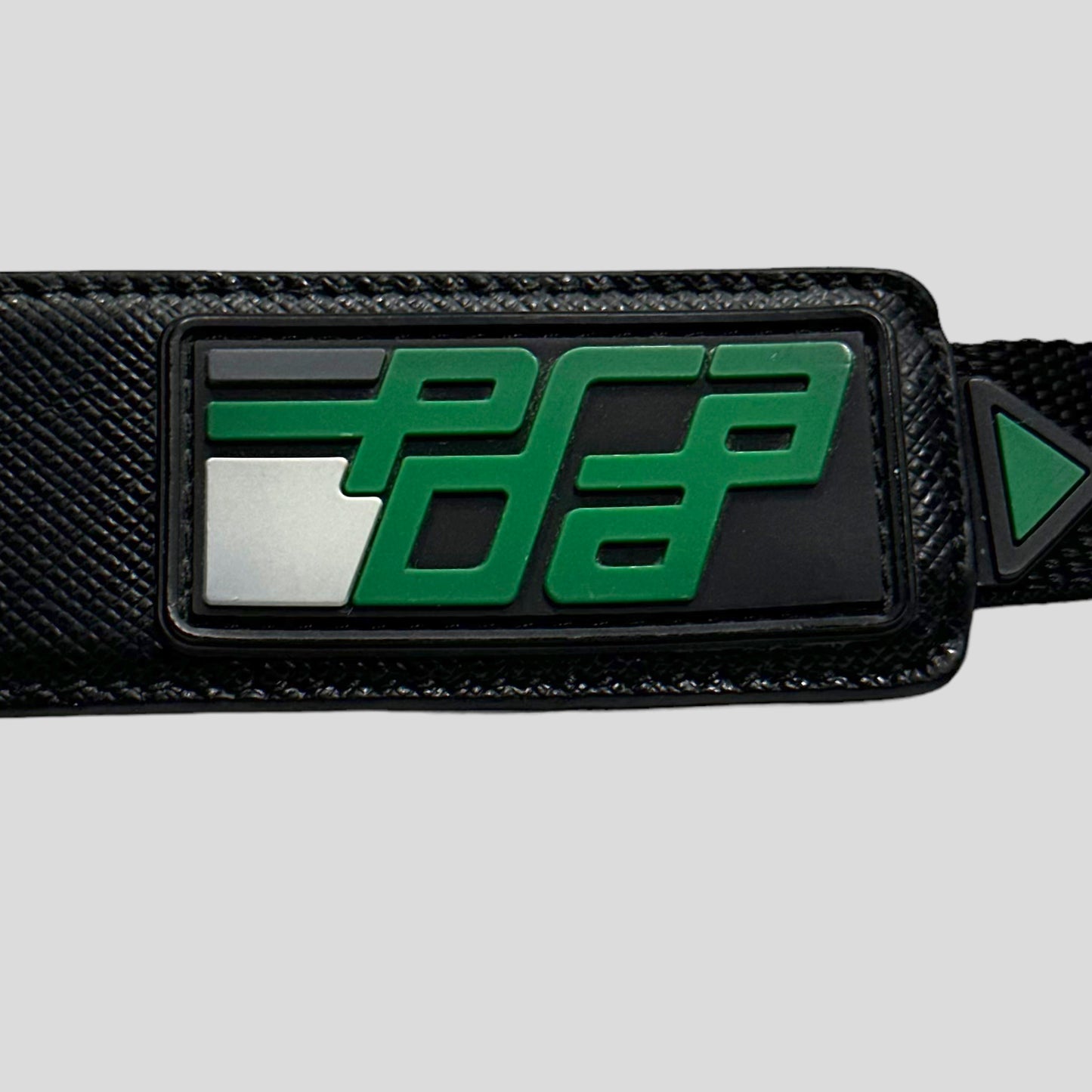 Prada 2018 Rubber Race Logo Saffiano Leather Belt