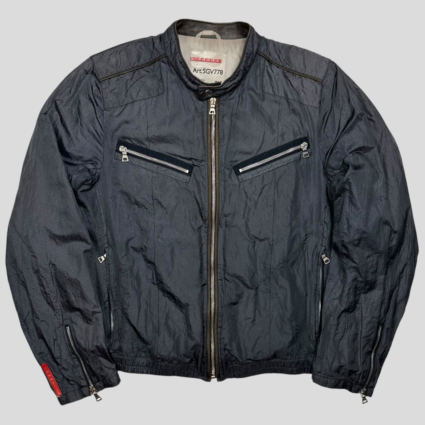 Prada Sport 00’s Metal Nylon + Leather Moto Biker Jacket - IT52 (M)