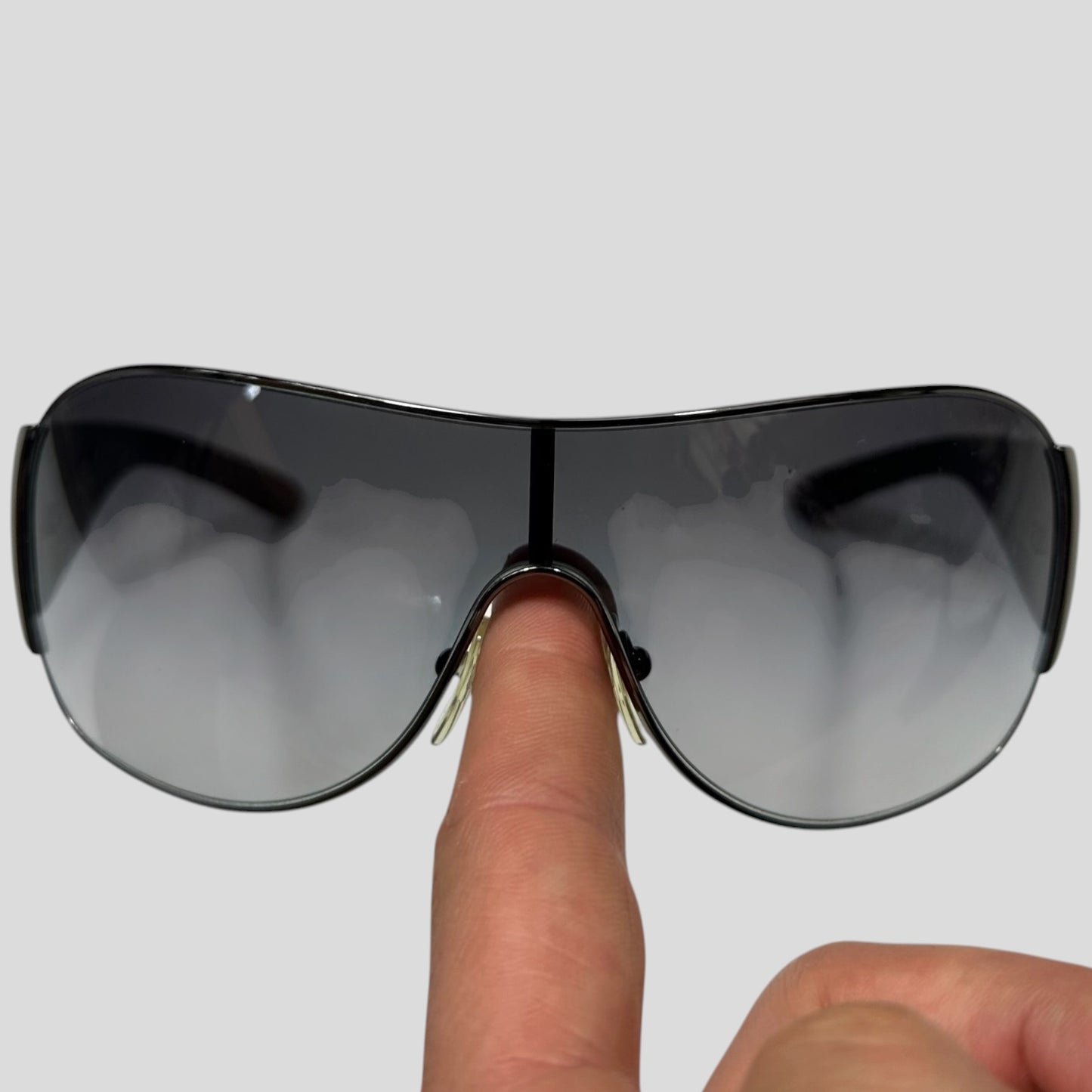 Prada Milano 00’s Triangle Logo Gradient Shield Sunglasses