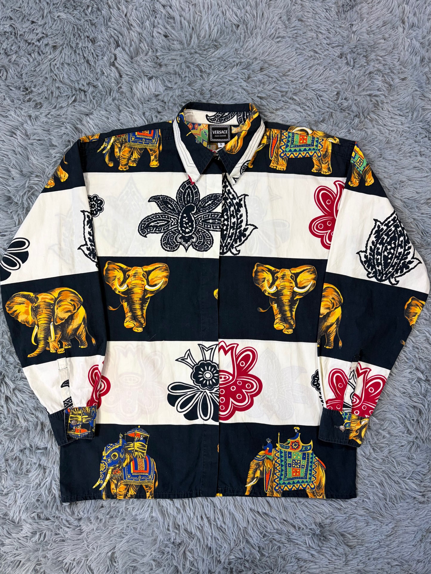 Versace VJC 90’s Regal Striped Elephant Shirt - S/M