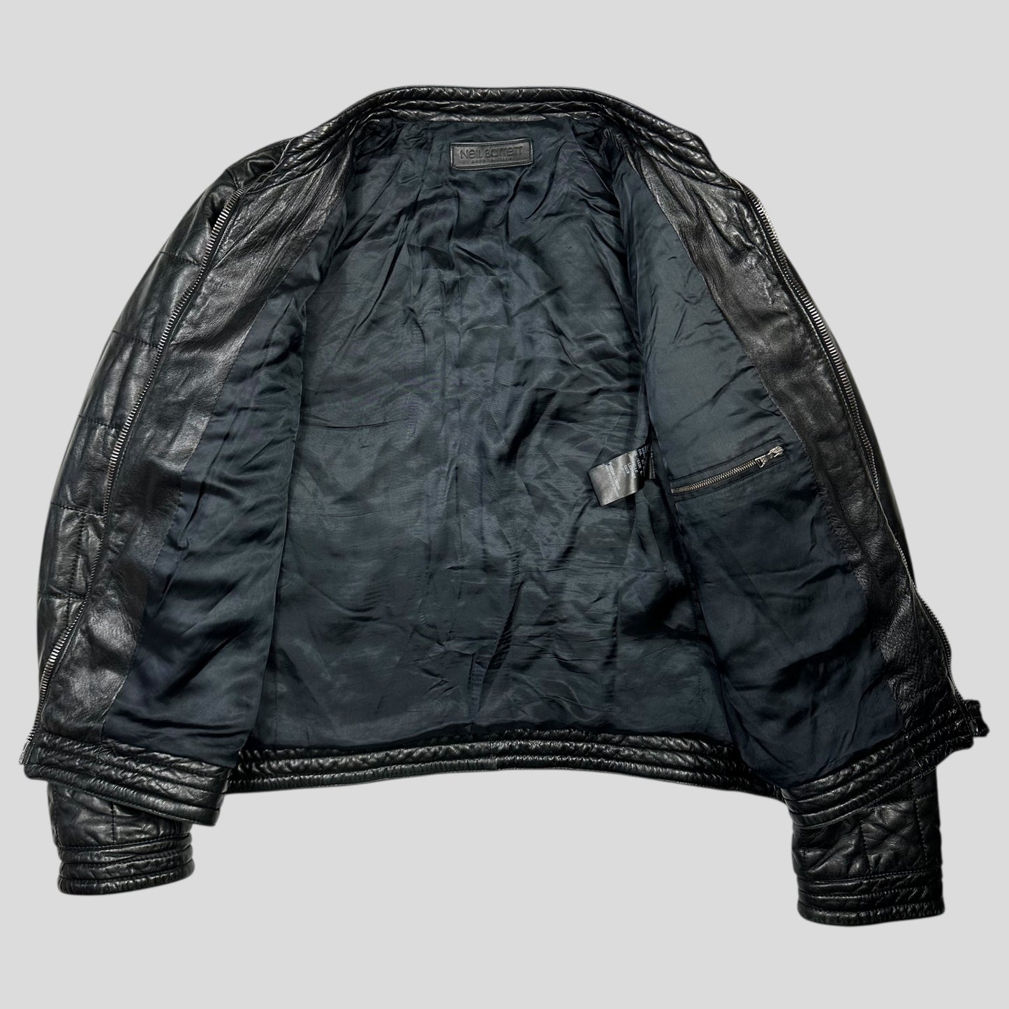 Neil Barrett 00’s Lambskin Leather Moto Puffer Jacket - M/L