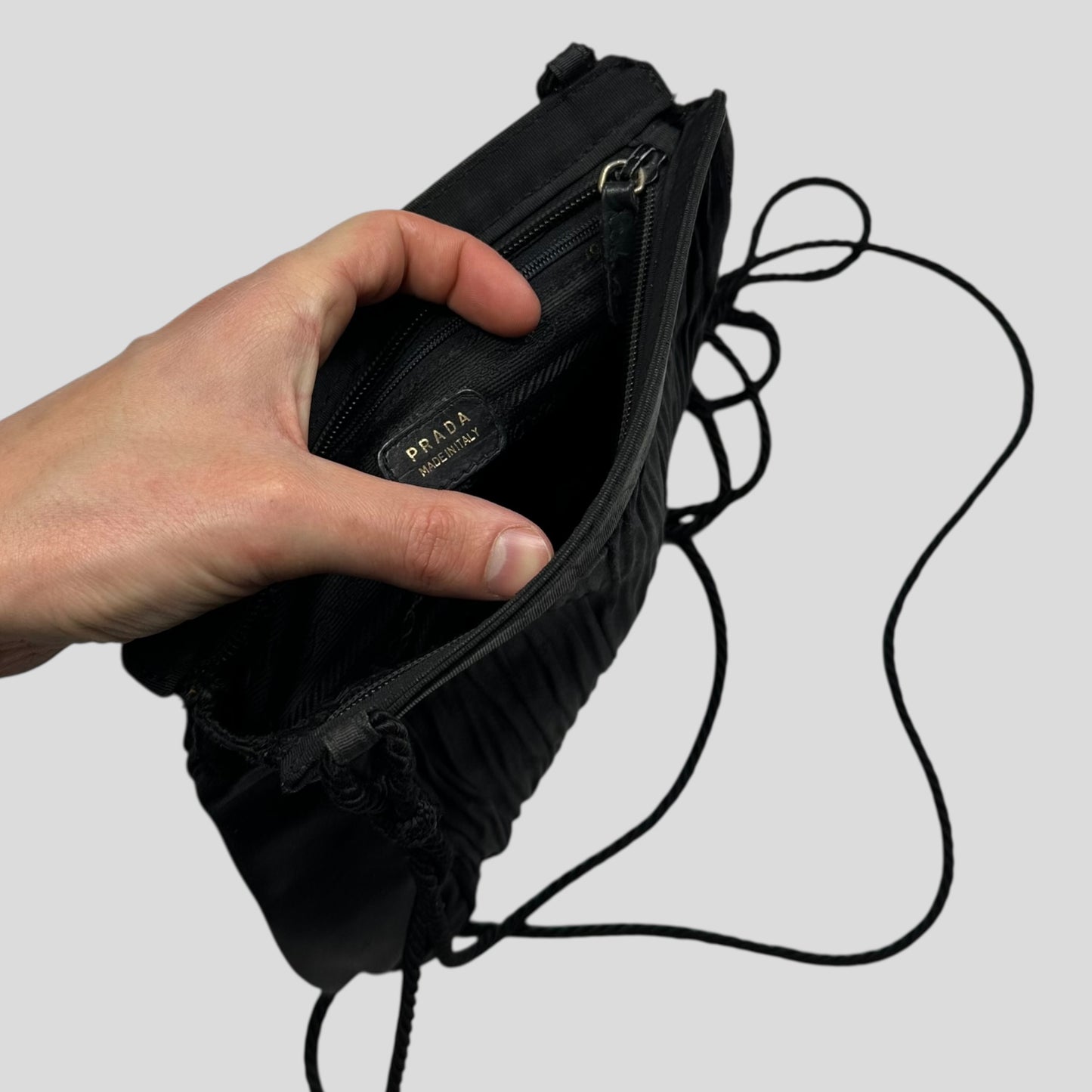 Prada Milano 90’s Velvet Textured Stripe Crossbody Bag