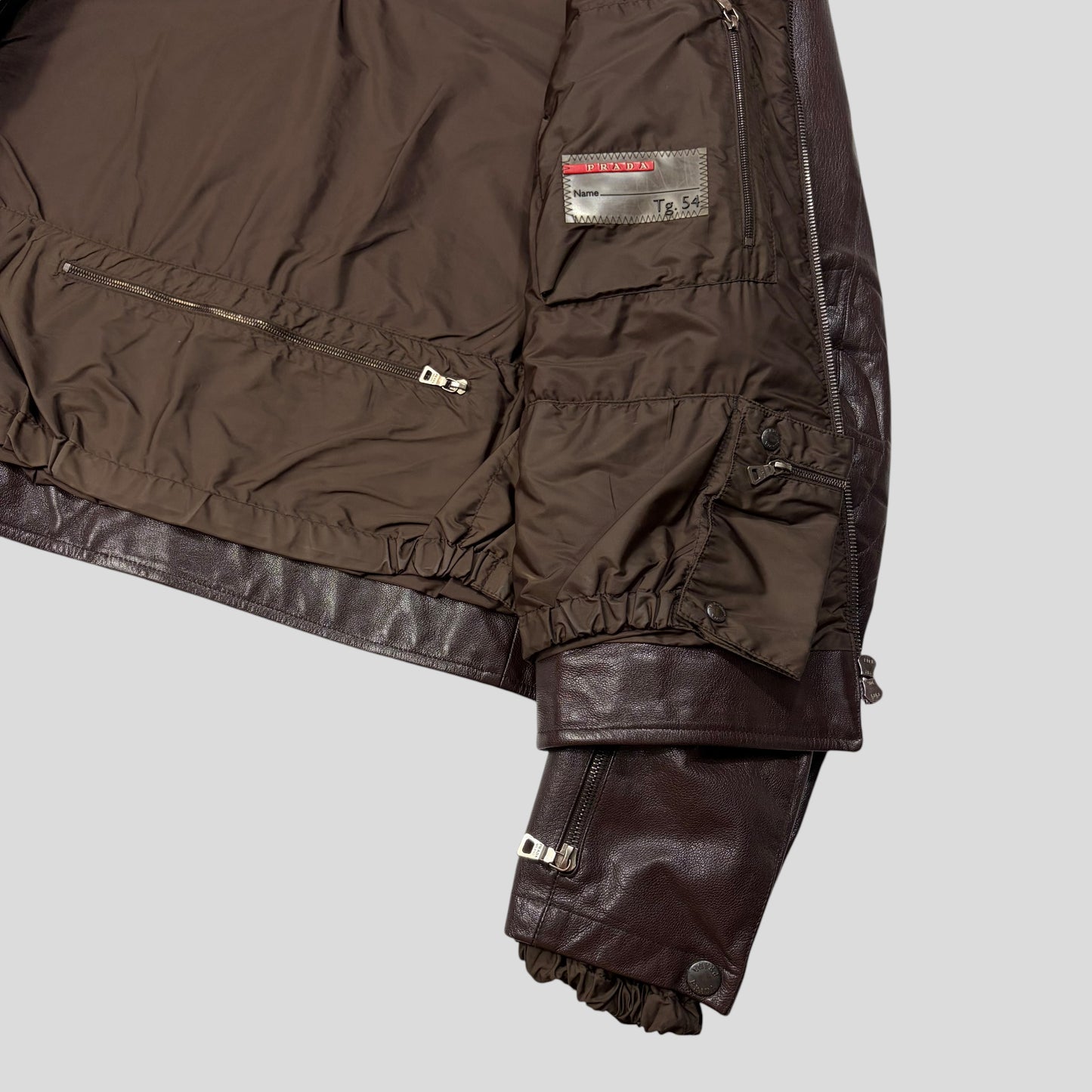 Prada SS00 Leather Articulated Elbow Detailed Moto Jacket - IT54