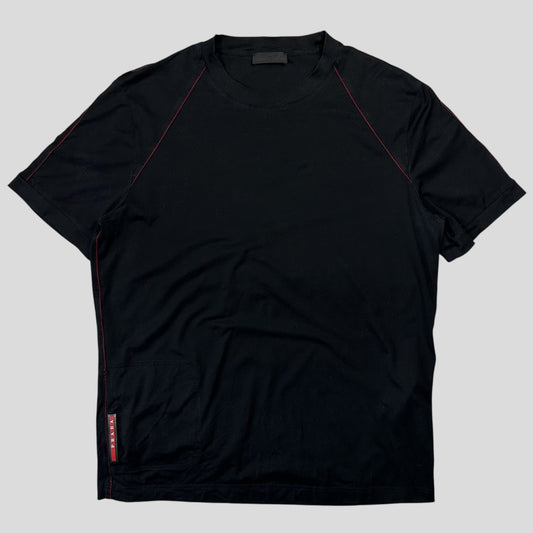 Prada Milano 2018 Red Tab Stash Pocket Piped T-shirt - L