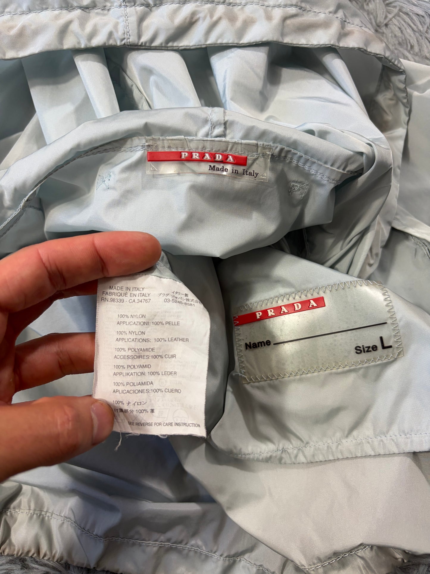 Prada Sport 00’s Ice Blue Contrast Detailed Nylon Windbreaker - M/L