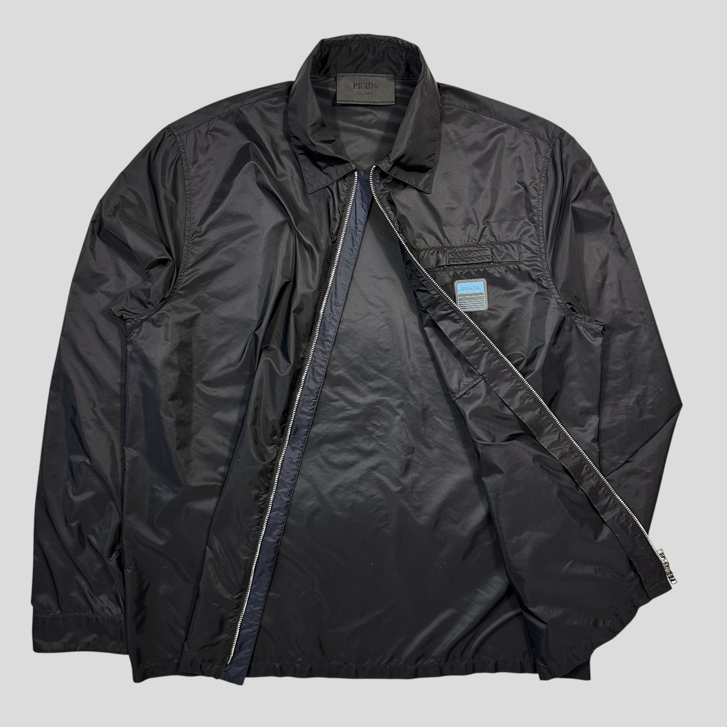 Prada 2018 Rubber Race Logo Nylon Blouson Overshirt Jacket - M/L