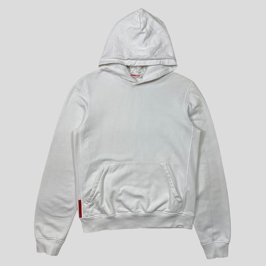 Prada Sport 2012 Red Tab White Cotton Pullover Hoodie - M