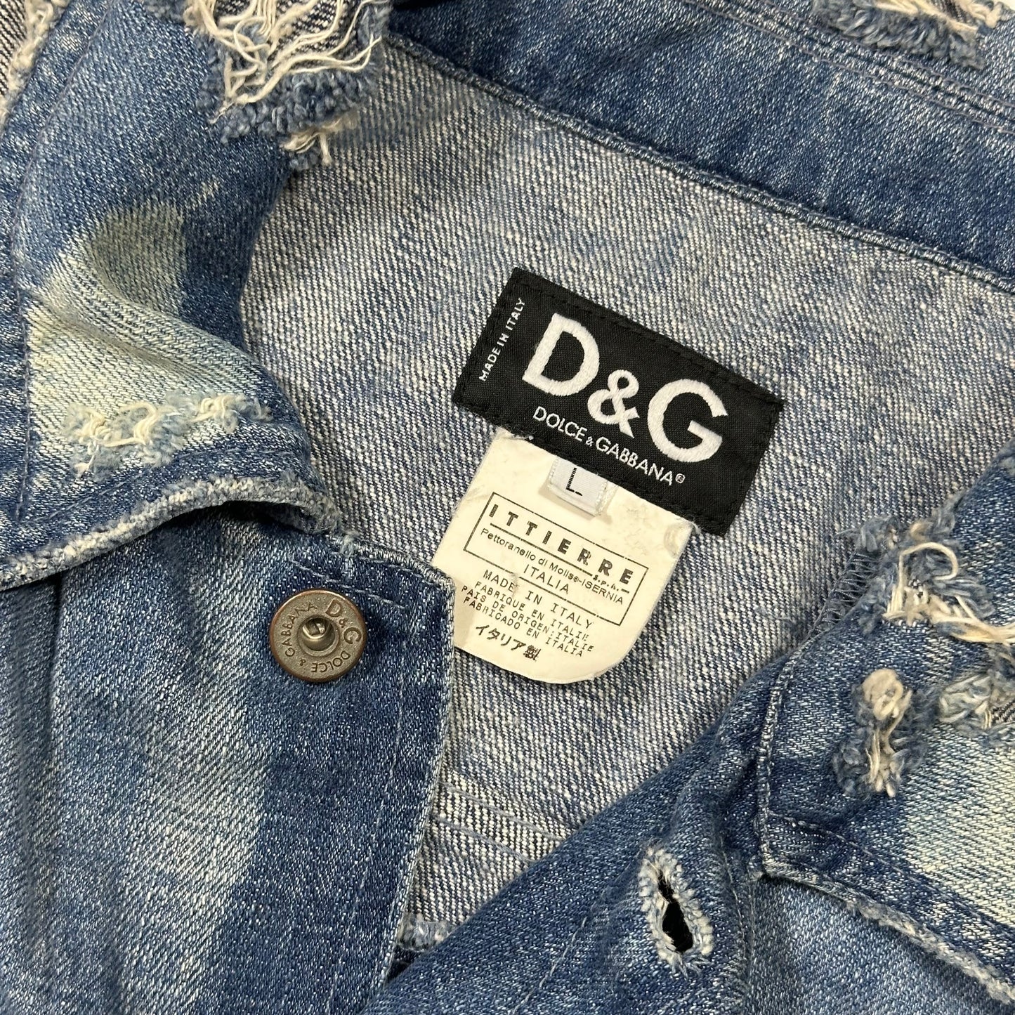 D&G AW04 Distressed Reconstructed Denim Boxy Jacket - L (M)