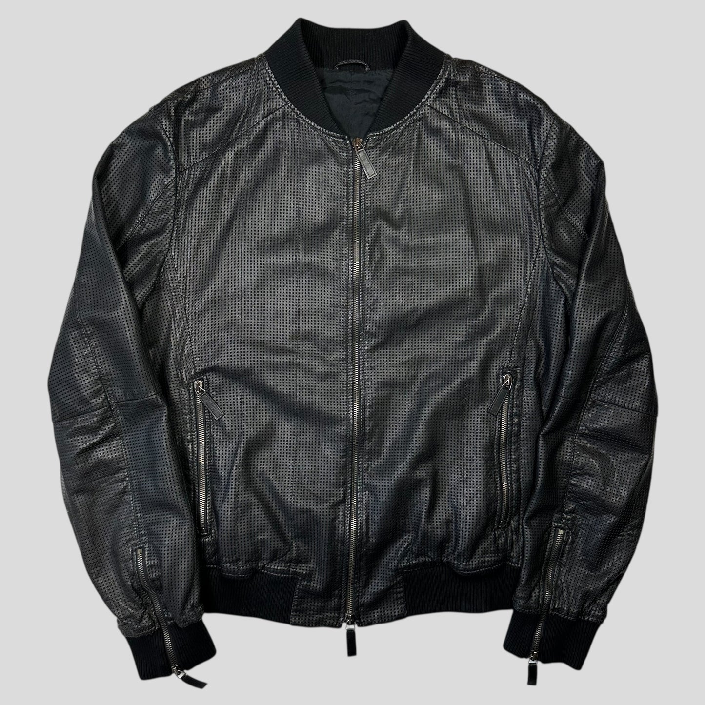 Emporio Armani 2009 Perforated Mesh Lambskin Leather Bomber - IT52 (M)