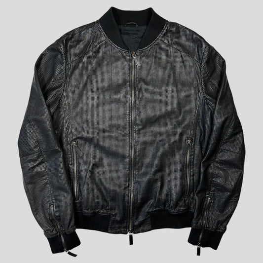 Emporio Armani 2009 Perforated Mesh Lambskin Leather Bomber - IT52 (M)